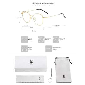 SOJOS Cat Eye Blue Light Blocking Glasses for Woman Hipster Metal Frame Womens Eyeglasses She Young SJ5027, Gold Frame/Anti-Blue Light Lens