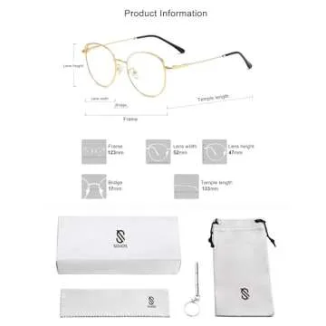 SOJOS Cat Eye Blue Light Blocking Glasses for Woman Hipster Metal Frame Womens Eyeglasses She Young SJ5027, Gold Frame/Anti-Blue Light Lens
