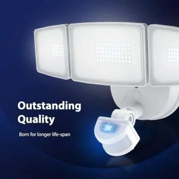 Onforu 65W LED Flood Light Motion Sensor Outdoor, 6500lm LED Security Light with Three Head, IP65 Waterproof LED Exterior Floodlight, 6500k Wall Light for Entryways Stairs Yard Garage