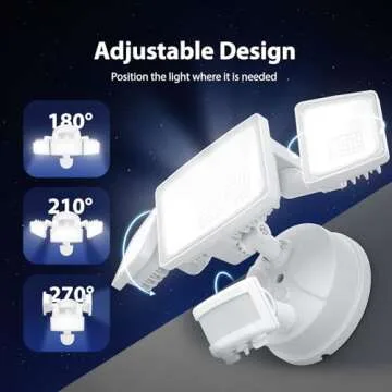 Onforu 65W LED Flood Light Motion Sensor Outdoor, 6500lm LED Security Light with Three Head, IP65 Waterproof LED Exterior Floodlight, 6500k Wall Light for Entryways Stairs Yard Garage