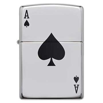 Zippo 24011 Ace of Spades Pocket Lighter, High Polish Chrome