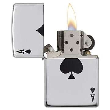 Zippo 24011 Ace of Spades Pocket Lighter, High Polish Chrome