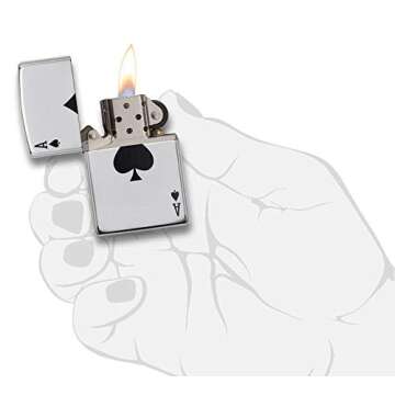 Zippo 24011 Ace of Spades Pocket Lighter, High Polish Chrome