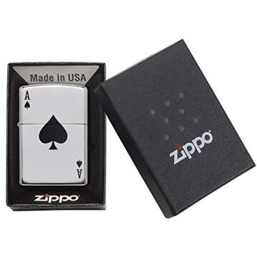 Zippo 24011 Ace of Spades Pocket Lighter, High Polish Chrome