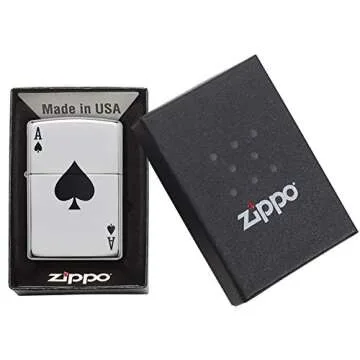 Zippo 24011 Ace of Spades Pocket Lighter, High Polish Chrome