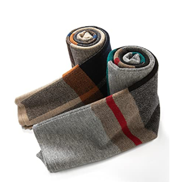 Men's Merino Wool Tartan Scarf - Stylish & Warm