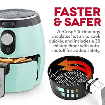 Dash Deluxe Air Fryer 3 Quart with Auto Shut Off Feature