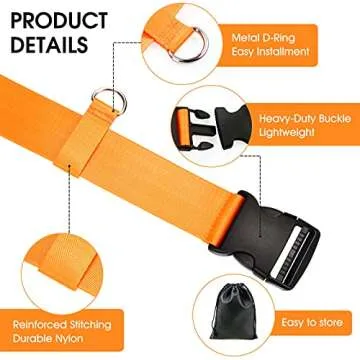 2 Pieces Car Seat Travel Belt, Adjustable Car Seat Travel Strap to Convert Kid Car Seat, Luggage into Airport Car Seat Stroller & Carrier Belt Safe Travel Solution (Orange)