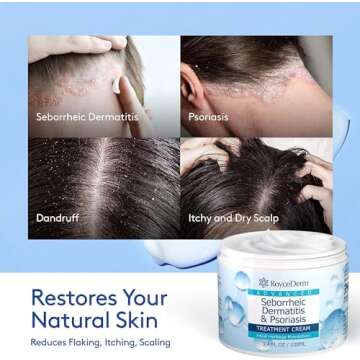 Roycederm Seborrheic Dermatitis Cream, Scalp Treatment for Psoriasis, Folliculitis, Dry Scalp, Dandruff, Anti-Itch Cream for Soothing Relief