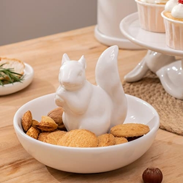 Ceramic Squirrel Snack Dish for Nuts & Jewelry