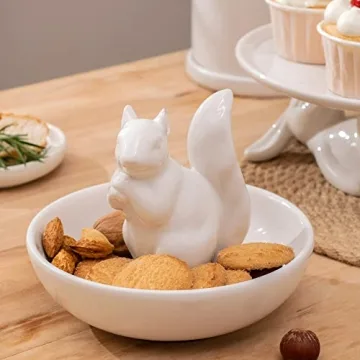 Ceramic Squirrel Snack Dish for Nuts & Jewelry