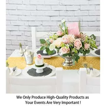 ShinyBeauty 12x72-Inch Rectangle Gold-Sequin Table Runner for Wedding/Party/Decor