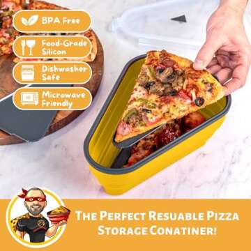 The Perfect Pizza Pack™ - Reusable Pizza Storage Container with 5 Microwavable Serving Trays - BPA...