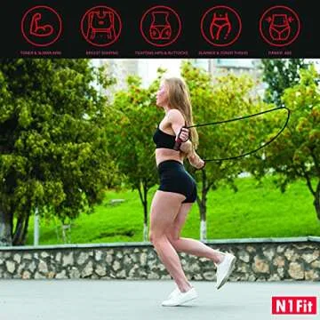 Weighted Jump Rope - (1LB) Solid PVC for Crossfit and Boxing - Heavy Jump Rope with Memory Non-Slip Cushioned Foam Grip Handles for Fitness Workouts Endurance and Strength Training