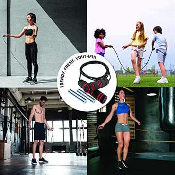 Weighted Jump Rope - (1LB) Solid PVC for Crossfit and Boxing - Heavy Jump Rope with Memory Non-Slip Cushioned Foam Grip Handles for Fitness Workouts Endurance and Strength Training