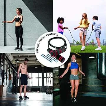 Weighted Jump Rope - (1LB) Solid PVC for Crossfit and Boxing - Heavy Jump Rope with Memory Non-Slip Cushioned Foam Grip Handles for Fitness Workouts Endurance and Strength Training