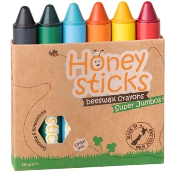 Honeysticks Super Jumbo Crayons - Handmade Beeswax, Non Toxic Coloring Fun, Perfect for Toddlers