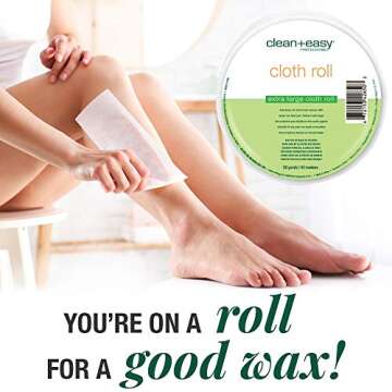 Clean + Easy Cloth, Epilating Cloth For Full Body Hair Removal and Brazilian Waxing, 50 Yard Roll