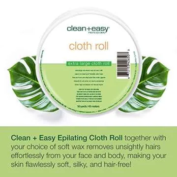 Clean + Easy Cloth, Epilating Cloth For Full Body Hair Removal and Brazilian Waxing, 50 Yard Roll