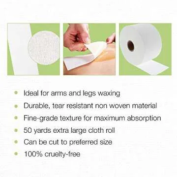 Clean + Easy Cloth, Epilating Cloth For Full Body Hair Removal and Brazilian Waxing, 50 Yard Roll