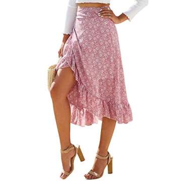 Ezcosplay Floral Tie Waist Midi Skirt for Summer Style