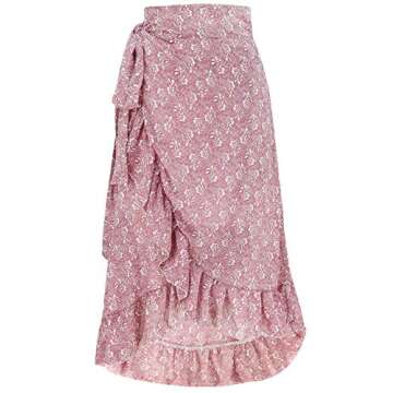 Ezcosplay Floral Tie Waist Midi Skirt for Summer Style