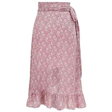 Ezcosplay Floral Tie Waist Midi Skirt for Summer Style