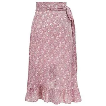 Ezcosplay Floral Tie Waist Midi Skirt for Summer Style