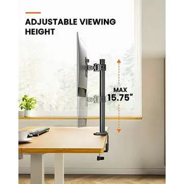Ergear Monitor Mount for Most 13-32" Computer Screens up to 17.6lbs, Improved LCD LED Monitor Riser, Adjustable Height and Angle, Single Desk Mount Stand, Black, EGCM12