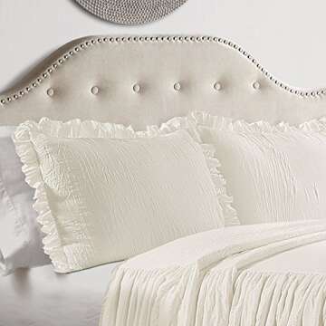 Lush Decor Ruffle Skirt Bedspread Set - 3 Piece Luxurious Farmhouse Bedding Set - Elegant, Charming ...