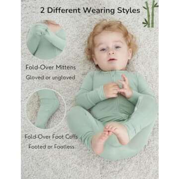 JunNeng Bamboo Baby Sleeper with Mittens & Non-Slip Design