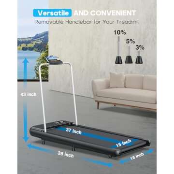 WELLFIT 10% Incline Walking Pad Treadmill with Handrail,265LB Capacity,2.5HP Low Noise Standing Under Desk Walking Jogging Running Machine for Home Office Apartment,No Installation