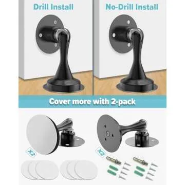 Door Stoppers Magnetic Door Catch - 2 Pack Stainless Steel Heavy Duty Door Stops for Bottom of Door, Wall & Floor Mounting No-Drill Strong Adhesive & Screws, Strong Door Holder to Keep Door Open