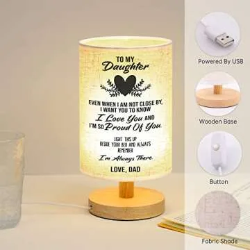 WSYEAR Valentines Day Birthday Gift for Daughter from Dad,to My Daughter Gifts from Dad- Table Lamp Father Daughter Gifts for Grown Daughter Birthday Valentine's Day