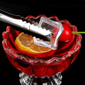 Stainless Steel Tongs, Kitchen Pliers Grilling Food Ice Tong Heat Resistant Grips Mini Serving Utens...