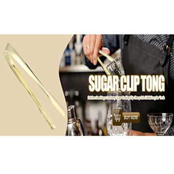 Stainless Steel Tongs, Kitchen Pliers Grilling Food Ice Tong Heat Resistant Grips Mini Serving Utensils Tweezers Cooking Clamp Tool for Camping Barbecue Salad Desserts Frying Party Coffee Bar (Gold)