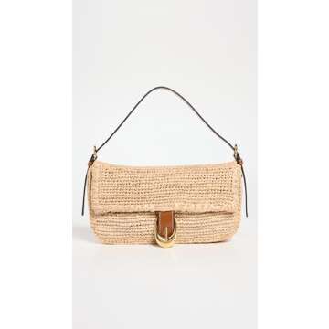 STAUD Women's Harlow Raffia Shoulder Bag, Natural/Tan, One Size