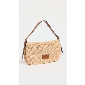 STAUD Women's Harlow Raffia Shoulder Bag, Natural/Tan, One Size