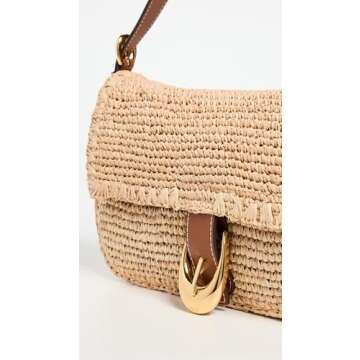 STAUD Women's Harlow Raffia Shoulder Bag, Natural/Tan, One Size
