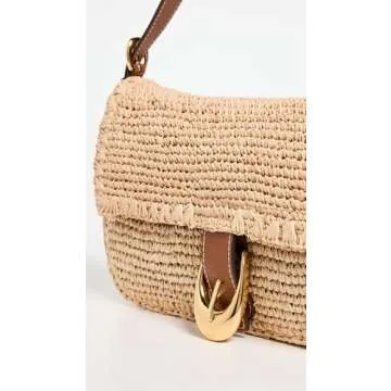 STAUD Women's Harlow Raffia Shoulder Bag, Natural/Tan, One Size