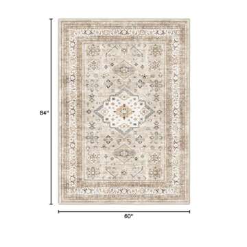 Vintage Living Room Area Rug 5x7 - Large Soft Washable Oriental Traditional Distressed Farmhouse Rug...