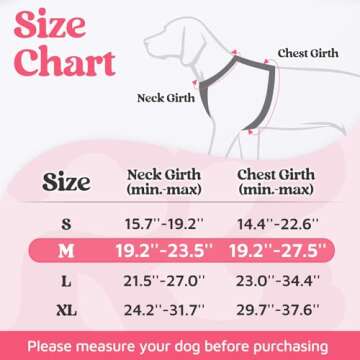 rabbitgoo Dog Harness Medium Sized, No Pull Dog Vest with 3 Buckles, Adjustable Soft Padded Pet Harness with Easy Control Handle and Reflective Strips, Pink, M