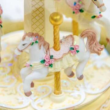 Carousel Snow Globe Music Box with Color Light, Horse Musical, for Christmas Valentine Birthday Anniversary Present, Gift for Girl Daughter Women Kids Girl Granddaughter