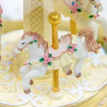 Carousel Snow Globe Music Box with Color Light, Horse Musical, for Christmas Valentine Birthday Anniversary Present, Gift for Girl Daughter Women Kids Girl Granddaughter