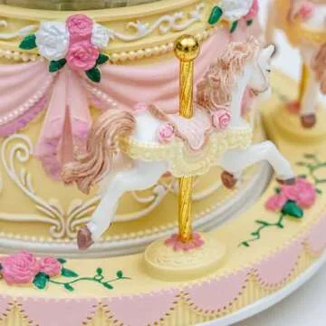 Carousel Snow Globe Music Box with Color Light, Horse Musical, for Christmas Valentine Birthday Anniversary Present, Gift for Girl Daughter Women Kids Girl Granddaughter