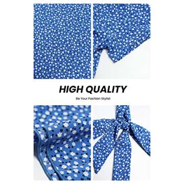 PRETTYGARDEN Women's Summer Floral Boho Dress Wrap V Neck Short Sleeve Ruffle A-Line Flowy Maxi Wedding Guest Dresses (Blue Floral,Small)