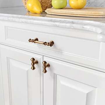 Asidrama 6 Pack 3 Inch(76mm) Champagne Bronze Kitchen Cabinet Handles,Brushed Brass Cabinet Pulls Kitchen Cabinet Hardware for Cupboard Gold Drawer Pulls