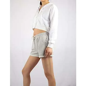 Bianstore Women's Cute Workout Cropped Zip Up Hoodie Hooded Sweatshirt Jacket (White-M)