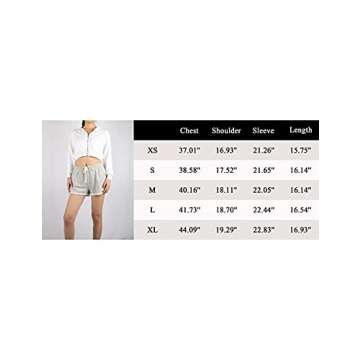 Bianstore Women's Cute Workout Cropped Zip Up Hoodie Hooded Sweatshirt Jacket (White-M)