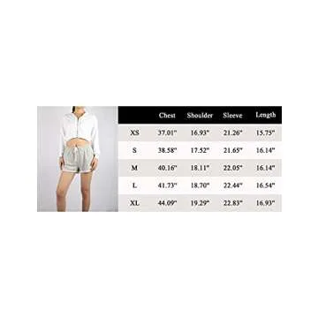 Bianstore Women's Cute Workout Cropped Zip Up Hoodie Hooded Sweatshirt Jacket (White-M)